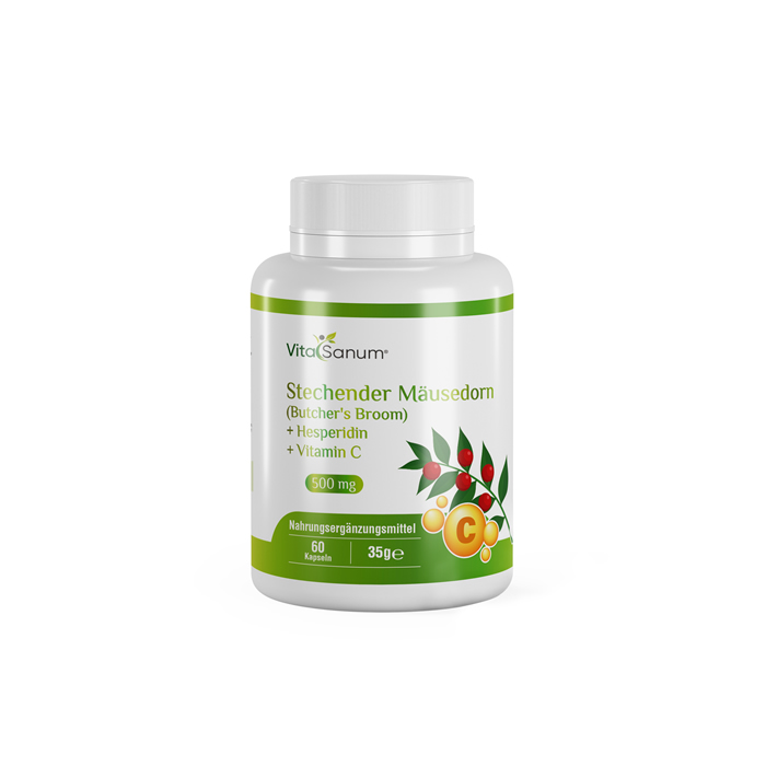 VitaSanum®- Stechender Mäusedorn (Butcher's Broom) + Hesperidin + Vitamin C 500 mg 60 Kapseln VitaSanum®- Stechender Mäusedorn (Butcher's Broom) + Hesperidin + Vitamin C 500 mg 60 Kapseln